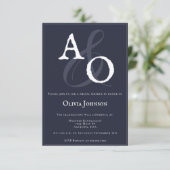 Navy Blue Minimalist Monogram Vrijgezellenfeest Kaart (Staand voorkant)