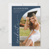 Navy Blue Minimalist Photo Arch Afstudeerfeest Kaart (Voorkant)