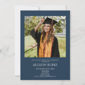 Navy Blue Minimalist Photo Arch Afstudeerfeest Kaart (Achterkant)