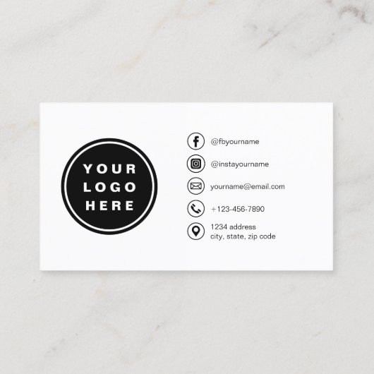 Navy Blue Minimalist PhotoQR Code Sociale Media Visitekaartje (Achterkant)