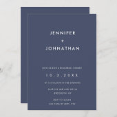 Navy Blue Minimalist Rehearings Dinner Invitation Kaart (Voorkant / Achterkant)
