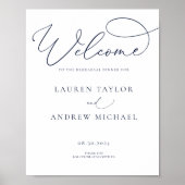 Navy Blue Minimalist Rehearings Dinner Sign Poster (Voorkant)