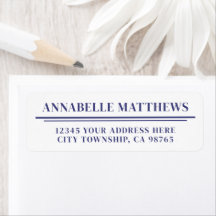 Navy Blue Minimalist Return Address