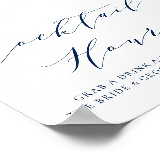 Navy Blue Minimalist Script Weddenschap Cocktail H Poster (Hoek)