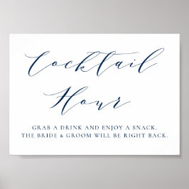 Navy Blue Minimalist Script Weddenschap Cocktail H Poster