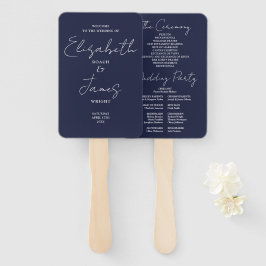 Navy Blue Minimalist Script Wedding Program Handwaaier