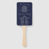 Navy Blue Minimalist Script Wedding Program Handwaaier (Achterkant)