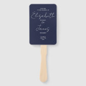 Navy Blue Minimalist Script Wedding Program Handwaaier (Voorkant)