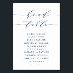 Navy Blue Minimalist Script Zitting Wedding Kaart<br><div class="desc">plan voor het aanbrengen van het tabelnummer. Het kenmerkt een blauw blauw whimysisch manuscript en klassieke typografie. Personaliseer u door uw eigen gegevens toe te voegen. Dit minimalistische plan voor tafelzitplaatsen is perfect voor bruiloften,  baby showers,  vrijgezellenfeesten,  verjaardagen en nog veel meer.</div>