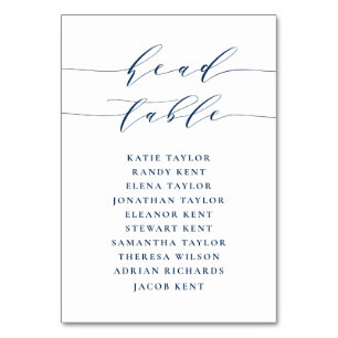 Navy Blue Minimalist Script Zitting Wedding Kaart