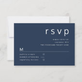 Navy Blue Minimalist Typography Wedding RSVP Kaartje (Voorkant)