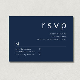 Navy Blue Minimalist Typography Wedding RSVP Kaartje