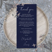 Navy Blue Minimalist Wedding Bedankt Place Card Menu