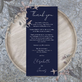 Navy Blue Minimalist Wedding Bedankt Place Card Menu