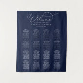 Navy Blue Minimalist Wedding Seating Chart Wandkleed (Voorkant)