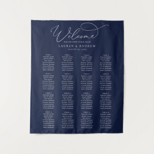 Navy Blue Minimalist Wedding Seating Chart Wandkleed