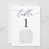 Navy Blue Minimalist Wedding Table Number Kaart (Voorkant)