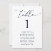 Navy Blue Minimalist Wedding Table Number Kaart (Achterkant)