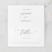Navy Blue Minimalist Wedding Table Number Plaatskaartje (Buitenkant ongevouwen)