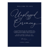 Navy Blue Minimalist Wedding Unplugged Ceremony Perfect Poster (Voorkant)