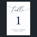 Navy Blue-minimalistisch huwelijk | Aangepaste eve Kaart<br><div class="desc">(**VOEG NOTA: Om orde te maken,  pas eenvoudig uw lijstaantal (en naam/datum) aan en voeg elk aantal aan uw kar afzonderlijk toe. Controleer vervolgens wanneer u klaar bent.) Mooie,  elegante,  moderne en minimalistische,  tabelnummerkaart. Volledig aanpasbaar met uw namen (of de Naam van de Gebeurtenis) en Datum.</div>