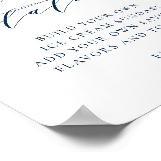 Navy Blue-minimalistisch Script Weduwijverijbalk Poster (Hoek)