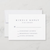 Navy Blue Minimalistische bruiloft RSVP Kaart (Voorkant)