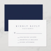 Navy Blue Minimalistische bruiloft RSVP Kaart (Voorkant / Achterkant)