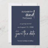 Navy Blue minimalistische elegante save the date k (Voorkant)