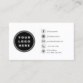 Navy Blue Minimalistische Foto QR Code Sociale Med Visitekaartje (Achterkant)