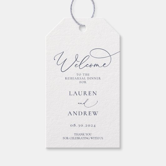 Navy Blue-minimalistische repetitie: Dinner Cadeaulabel (Voorkant)