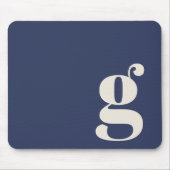 Navy Blue Minimalistische Retro Monogram Initiaal  Muismat (Voorkant)