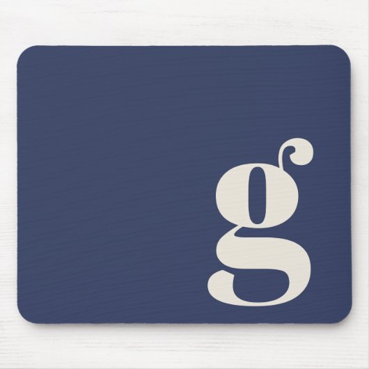 Navy Blue Minimalistische Retro Monogram Initiaal  Muismat (Voorkant)