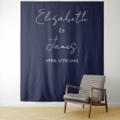 Navy Blue Minimalistische Wedding Foto Achtergrond Wandkleed (In situ)