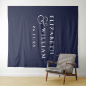 Navy Blue Minimalistische Wedding Foto Achtergrond Wandkleed (In Situ (horizontaal))