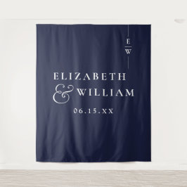 Navy Blue Minimalistische Wedding Foto Achtergrond Wandkleed