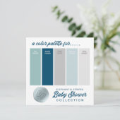 Navy Blue & Mint Baby shower Kleur Palet Kaart (Staand voorkant)