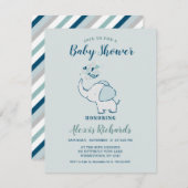 Navy Blue & Mint Schattigee olifant thema Baby sho Kaart (Voorkant / Achterkant)