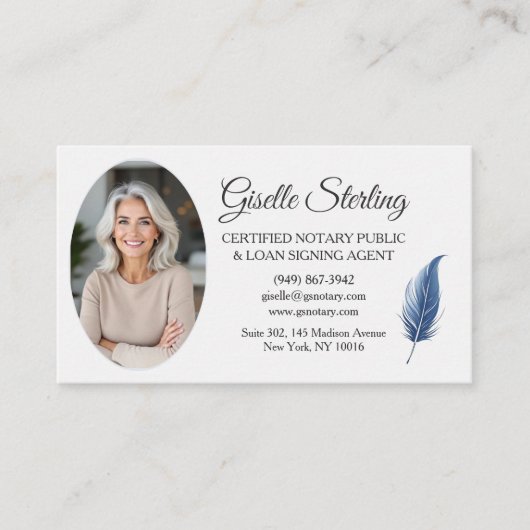 Navy Blue Mobile Notaris Openbare Moderne Foto Visitekaartje (Voorkant)