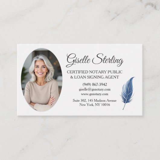 Navy Blue Mobile Notaris QR-code Moderne foto Visitekaartje (Voorkant)