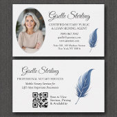 Navy Blue Mobile Notaris QR-code Moderne foto Visitekaartje