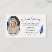 Navy Blue Mobile Notary QR Code Modern Photo  Visitekaartje (Voorkant)