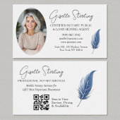 Navy Blue Mobile Notary QR Code Modern Photo Visitekaartje