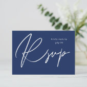 Navy Blue MOD Calligraphy w Meal RSVP Card Kaartje (Staand voorkant)
