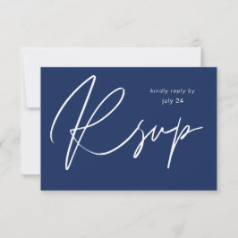 Navy Blue MOD Calligraphy w Meal RSVP Card Kaartje
