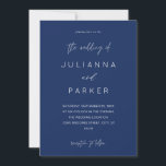 Navy Blue MOD Calligraphy Wedding Invitation Kaart<br><div class="desc">Haal je gasten in de stemming voor je bruiloft met je uitnodiging voor een marineblauw-modkalligrafie-huwelijk.</div>