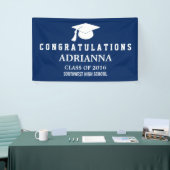 Navy Blue Modern Afstuderen Pet gefeliciteerd Spandoek (Beurs)