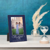 Navy Blue Modern Afstuderen Photo Keepomwille Fotoplaat (Zijkant)