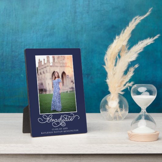 Navy Blue Modern Afstuderen Photo Keepomwille Fotoplaat (Zijkant)