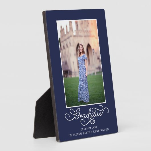 Navy Blue Modern Afstuderen Photo Keepomwille Fotoplaat (Zijkant)